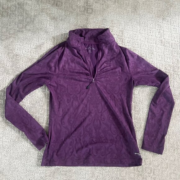 Eddie Bauer Womens Purple Paisley 1/2 Zip Long Sleeve Pullover, Size Medium - Picture 1 of 12